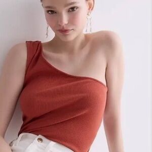 NWT J. Crew one shoulder vintage rib top S